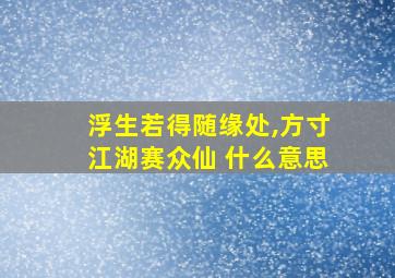 浮生若得随缘处,方寸江湖赛众仙 什么意思